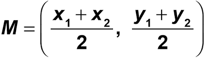 <p>m=<span>(x1 + x2)/2, (y1 + y2)/2)</span></p>