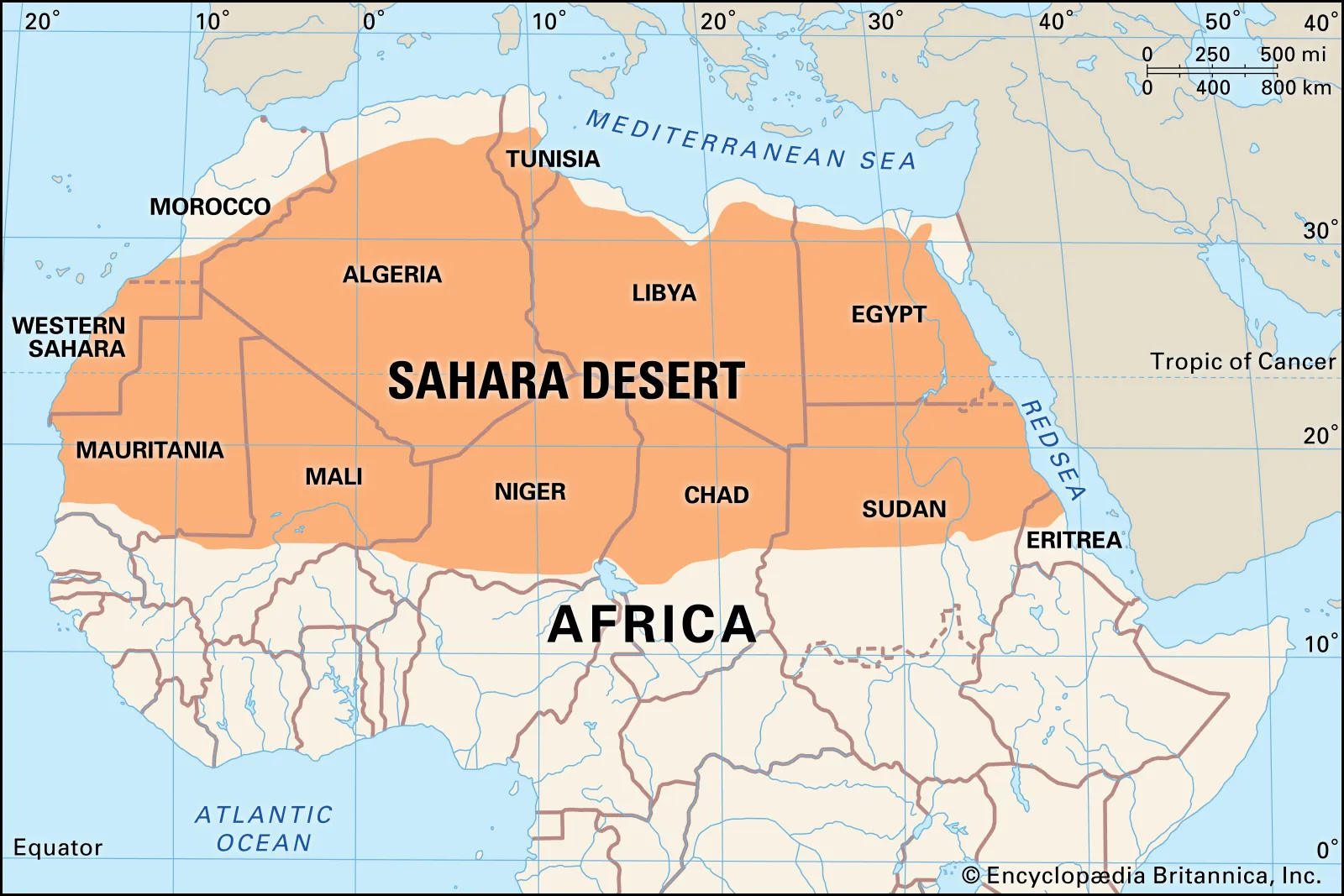 <p>Northern Africa (has a coastline besides southern part)</p>