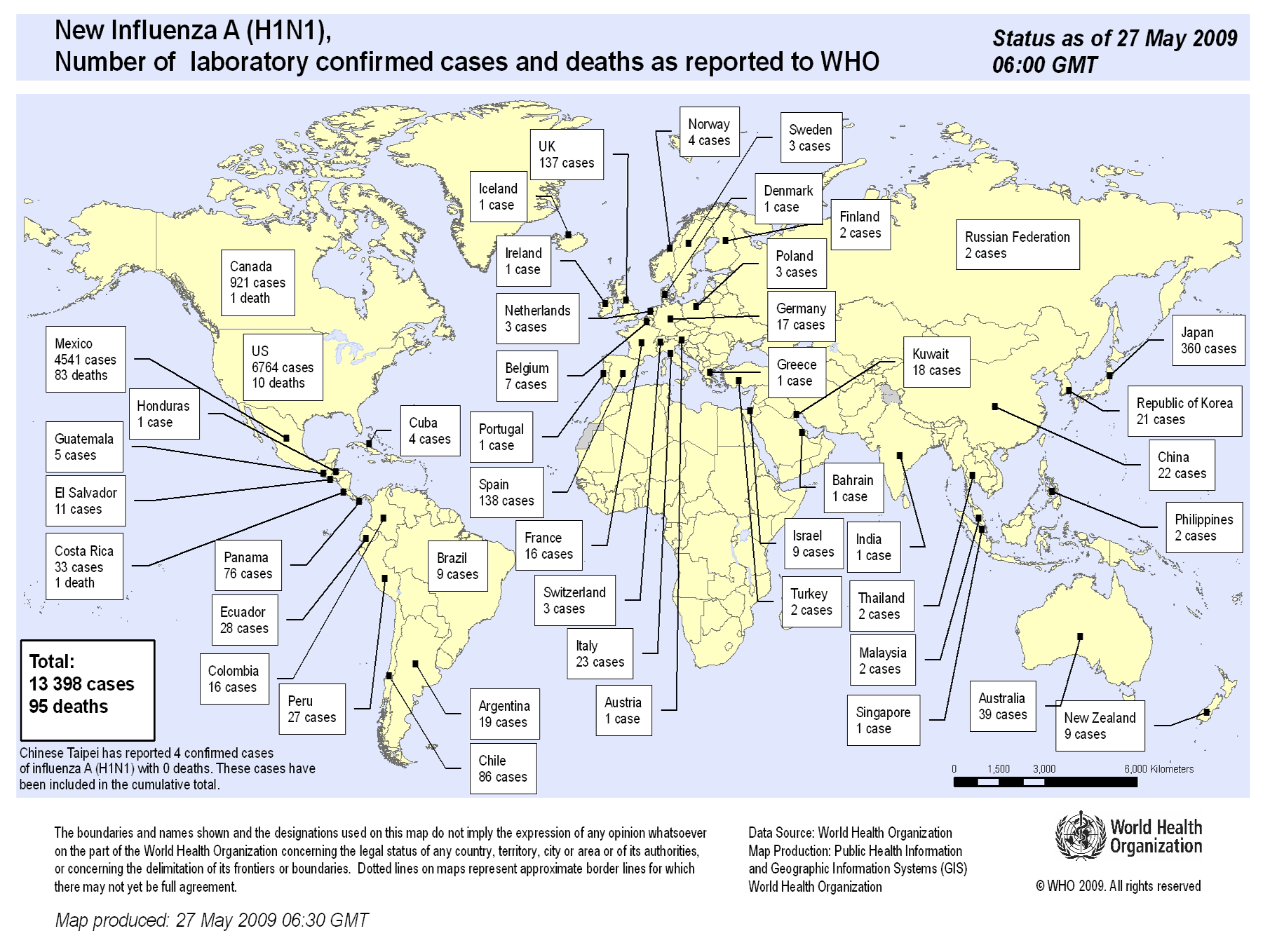 <ul><li><p>By May 5<sup>th</sup> more than 1000 cases confirmed in 21 countries</p></li><li><p>Screening at airports for flu like symptoms (especially passengers coming from affected area)</p></li><li><p>Schools closed in many states in USA</p></li><li><p>May 16<sup>th</sup> India reports first confirmed case</p></li><li><p>Stockpiling of antiviral drugs and preparations to make a new effective vaccine&nbsp;</p></li></ul>
