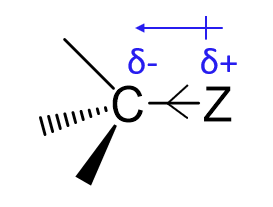 <p>An electron-donating group that pushes electron density through σ-bonds (e.g. alkyl groups, metals).</p><p>X =</p><ul><li><p>R (alkyl or aryl)</p></li><li><p>Metals (e.g. Li, Mg)</p></li></ul><p></p>