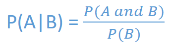 <p>the probabilities of one event, given ( | ) that another event has occurred</p>