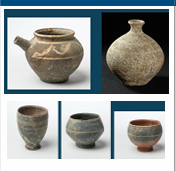 <p>aka Megiddo Ware-WHEELMADE-Fired at high Temp (850)-BLACK/GREY Body w/ WHITE Wavy Lines-Teapots and Goblets-Shapes/Decor from Syria</p>