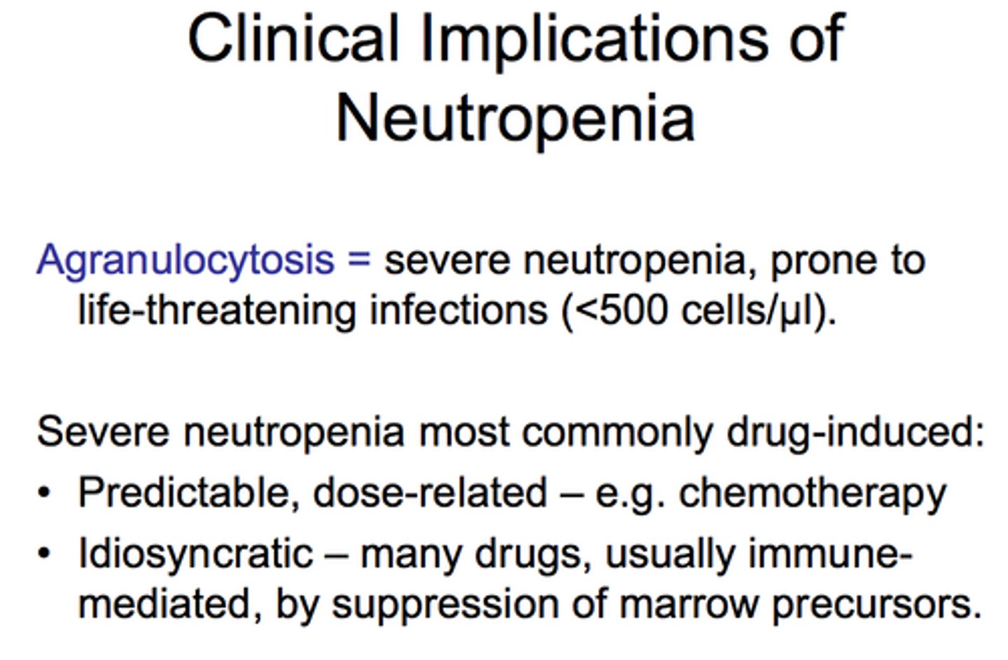 <p>deficiency of neutrophils</p>