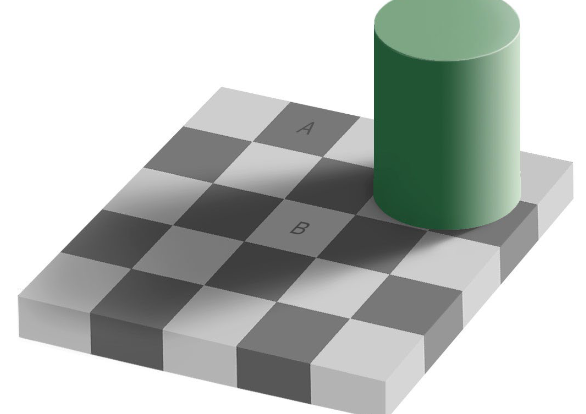 <p>Amount of visible light reflected to the eye from a surface.</p><p>note: difference in contrast in visual fields. </p>