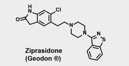 <p>Atypical neuroleptic- Second gen antipsychotics</p><p>•High affinity for 5HT2A, D2, H1, alph1&amp;2- antagonist</p><p>•Partial agonist activity at 5HT1a</p><p>•Lower incidence of EPS•Blocks reuptake of SERT and NE</p><p>•Treats both positive and negative symptoms</p>