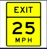 <p>This exit speed advisory sign means:</p>