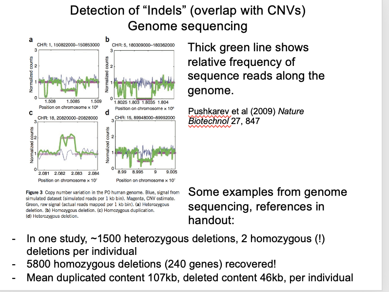 <p><strong>We have a lot of structural variation:</strong></p><ul><li><p>affecting much more of our genome than SNPs</p><ul><li><p>Some of it can cause<strong> genetic disease</strong></p></li><li><p>BUT</p></li><li><p><strong>A surprising amount DOES NOT</strong></p></li></ul></li></ul><p></p>