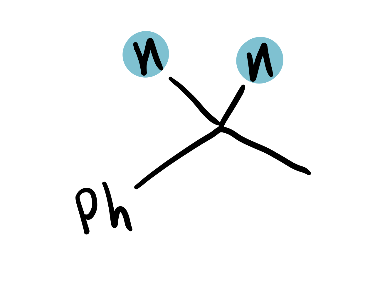 <p>C chain attached to Ph </p>