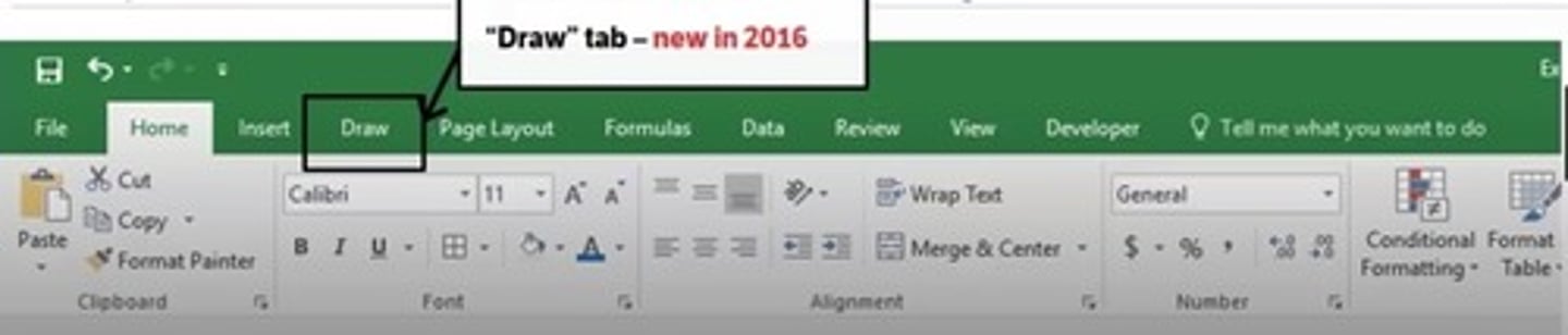 <p>Although we focus on shortcuts, virtually all commands, functions, and Excel features can be accessed through the task-oriented tabs which organize them into nine logical categories:</p><p>(1) Home</p><p>(2) Insert</p><p>(3) Draw</p><p>(4) Page Layout</p><p>(5) Formulas</p><p>(6) Data</p><p>(7) Review</p><p>(8) View</p><p>(9) Developer</p>
