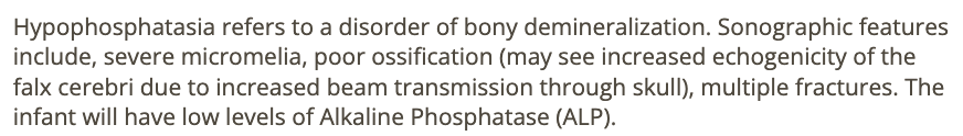 <p>d) poor skull ossification leads to increased echogenicity of the falx cerebri </p>