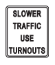 * Merge into these areas or lanes to allow cars behind you to pass
* You must use a turnout area or lane to let other vehicles pass when you are driving slowly on a two-lane road
* Where passing is unsafe, and there are five or more vehicles following you