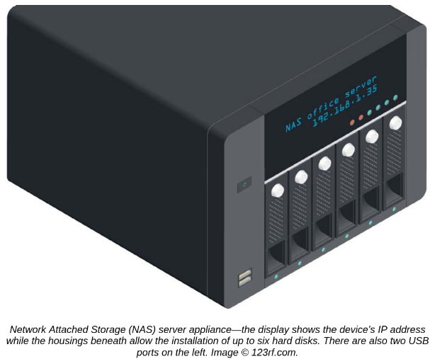 <p>How Network Attached Storage (NAS) devices/appliances are configured</p>
