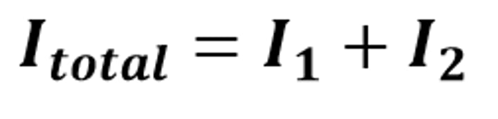 <p>The mathematical relationship for the total current in a circuit when components are connected in parallel</p>