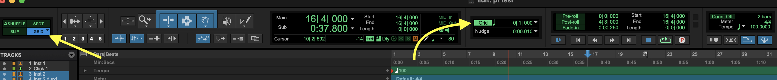 <p>Activate Grid mode on the top left corner in the Edit window.</p>