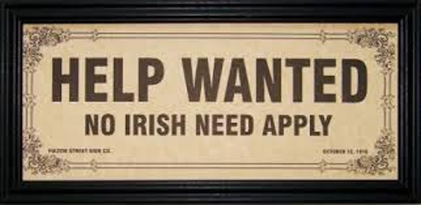 <p>Nativist rhetoric used to discourage Irish from taking "American jobs"</p>