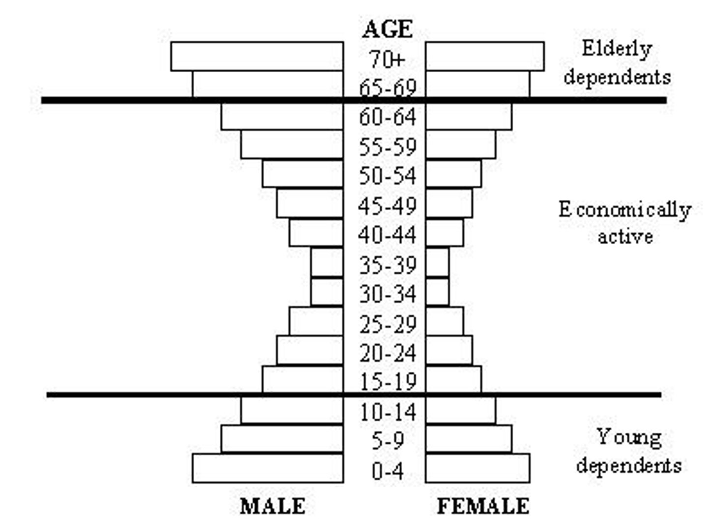 <p>Graphical representation used to show the population structure/composition of a location.</p>