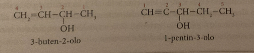<p>quali sono le regole IUPAC di alcoli saturi e insaturi?</p>