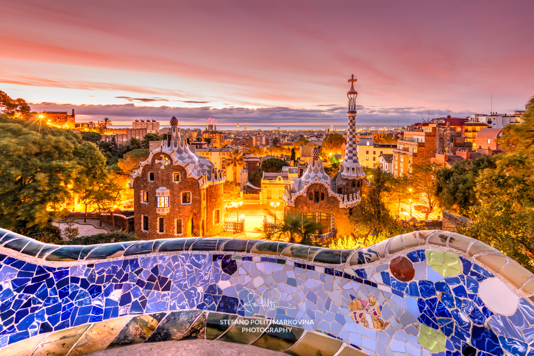 <p>is a privatized park system composed of gardens and architectural elements located on Carmel Hill, in Barcelona, Catalonia, Spain. With urbanization in mind, Eusebi Güell assigned the design of the park to Antoni Gaudí.</p>