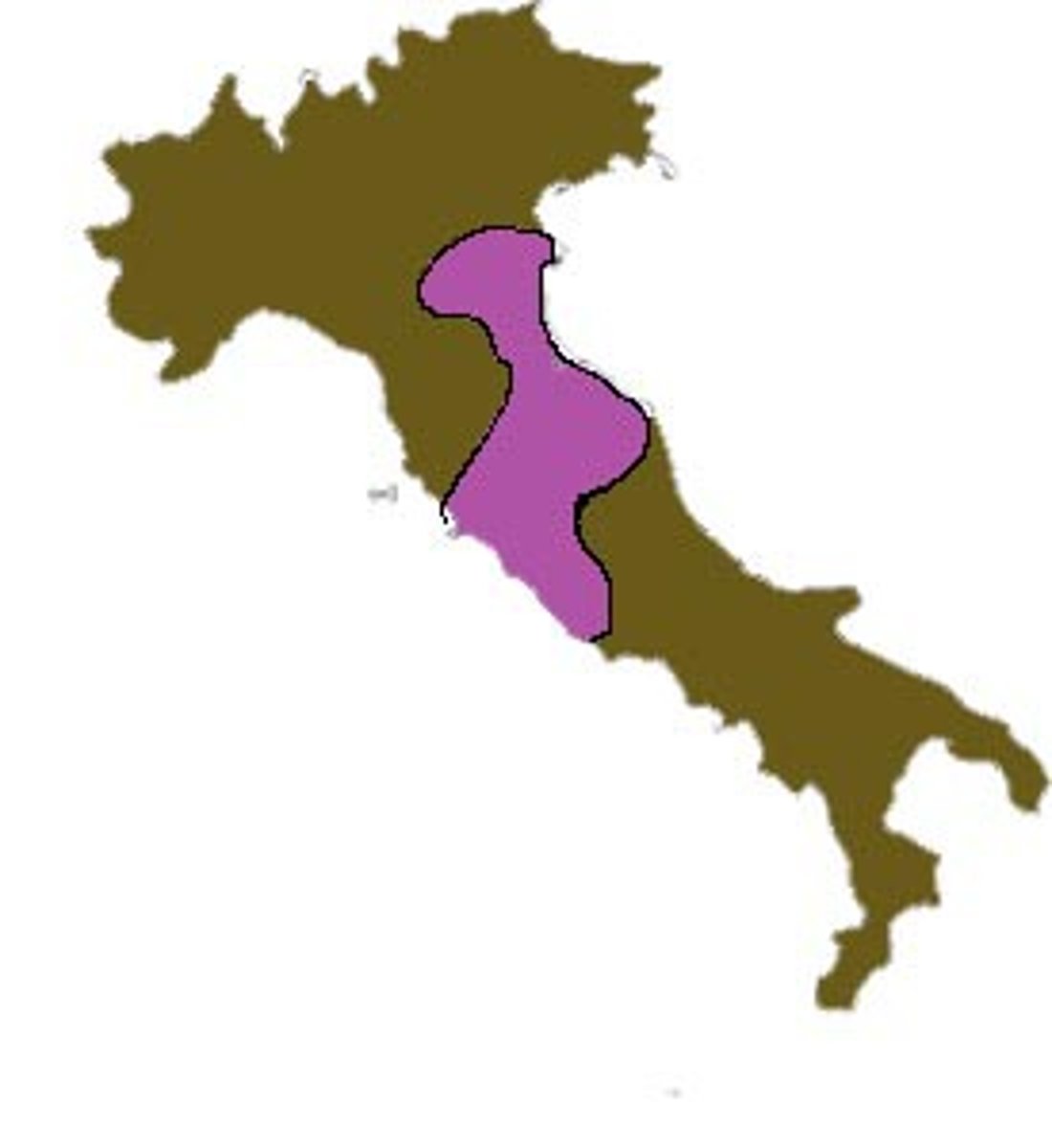 <p>located in central Italy, territory nominally claimed under the political control of the popes</p>
