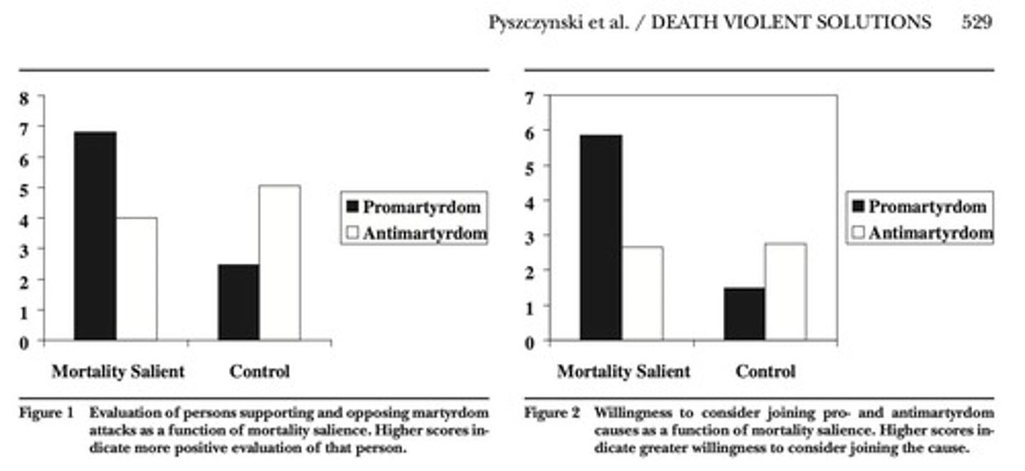 <p>Reminding people of their own death should increase their need for faith in their cultural worldview.</p>