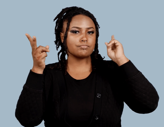 <p>Use a “V” handshape for both hands and <strong>alternate moving each hand by your ears</strong></p>