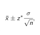 <p>Where z* is the value of Z such that</p><ul><li><p>P(-z* ≤ Z ≤ z*) = C</p></li></ul><p></p>