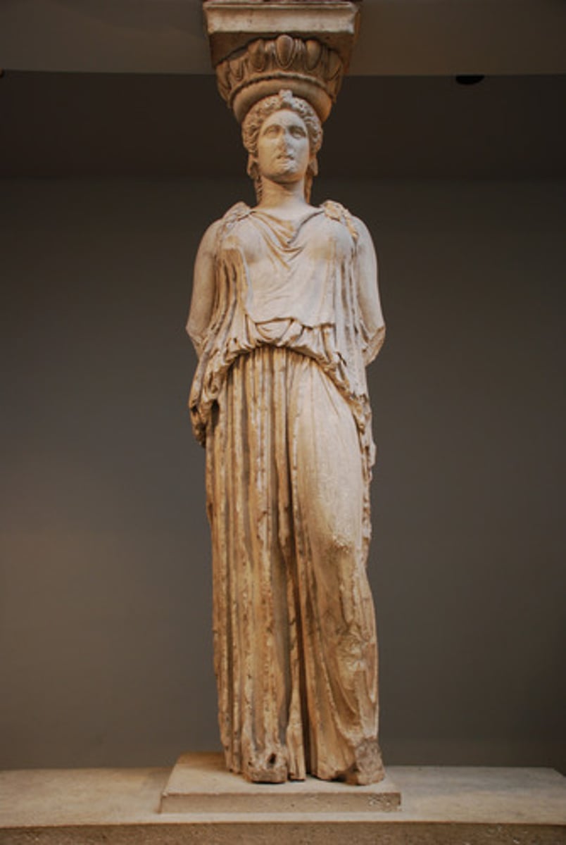 <p>A sculpted female figure used as a column</p>