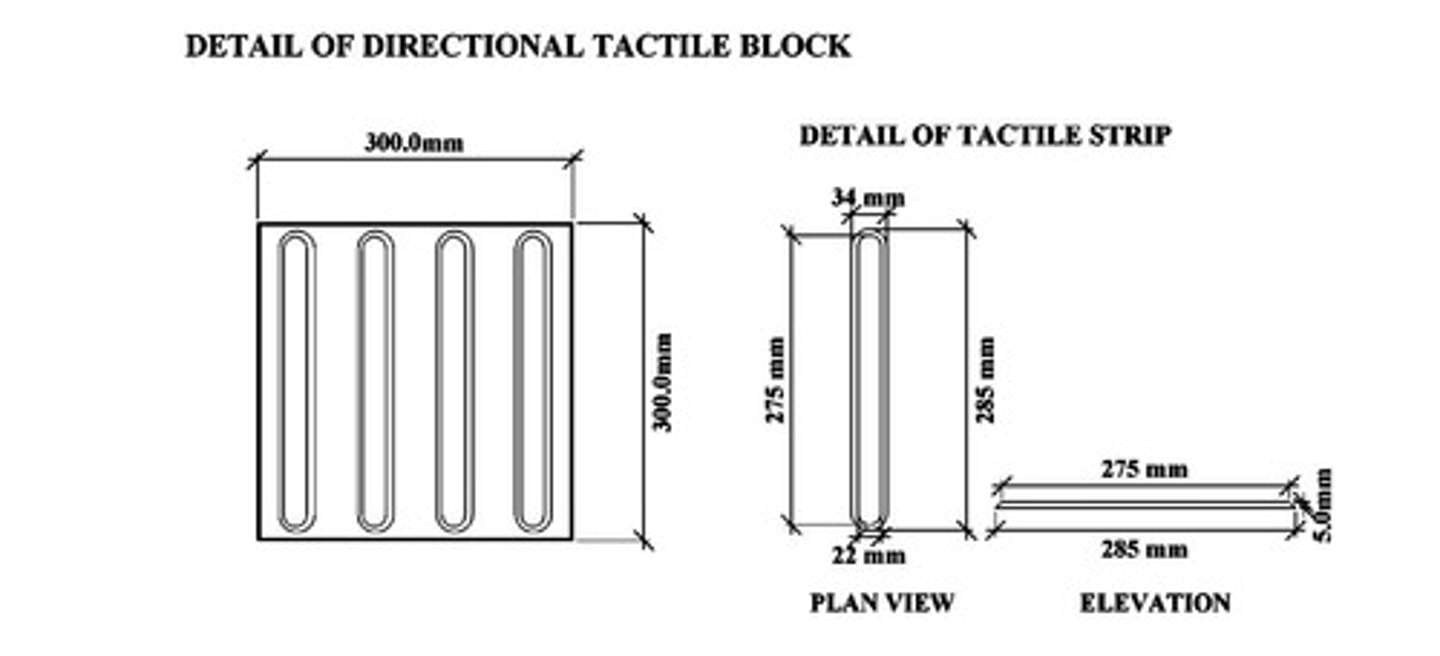 <p>300 mm wide strip before hazardous areas.</p>