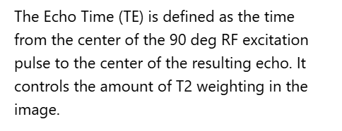 <p>B. Time between the 90 RF pulse and the peak of the signal in the receiver coil</p>