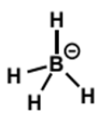 <ul><li><p>the boron is not nucleophilic - all the electrons are in B-H bonds</p></li><li><p>the reacting HOMO is a B-H bond</p></li><li><p>all 4 hydrides can be delivered from <sup>-</sup>BH<sub>4</sub></p></li></ul><p></p>