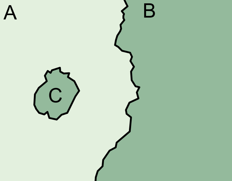 <p>A territory whose geographical boundaries lie within the boundaries of another territory </p>