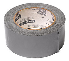 <p>a long, thin strip of very strong, sticky material that is sold in a roll and is often used for covering holes or other repair jobs. Doesn&apos;t work while wet, has very sticky residue.</p>