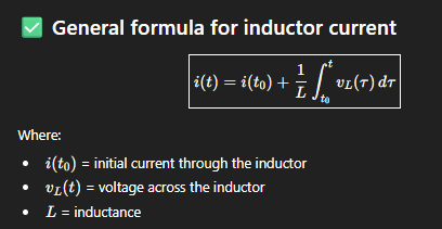 <ul><li><p>do not forget to include the initial condition of the current</p></li></ul><p></p>