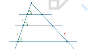 <p>Параллельные прямые высекают на сторонах угла пропорциональные отрезки:</p><blockquote><p>a : b = a′ : b′</p></blockquote>