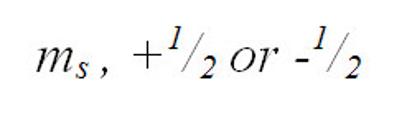 <p>The quantum number that has only two possible values, +1/2 and -1/2, which indicate the two fundamental spin states of an electron in an orbital</p>