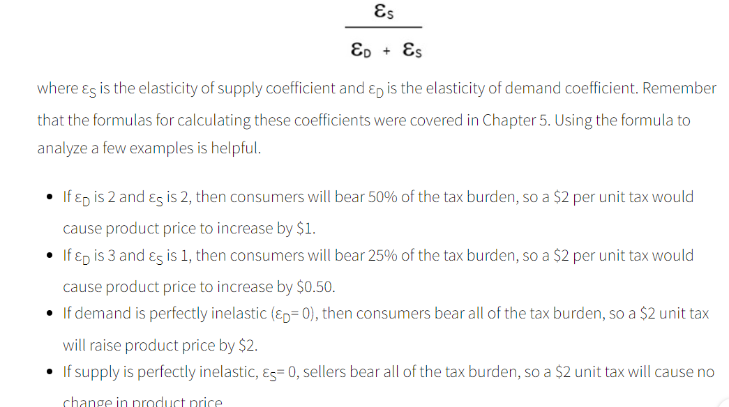 <p>elasticity and tax burden</p>