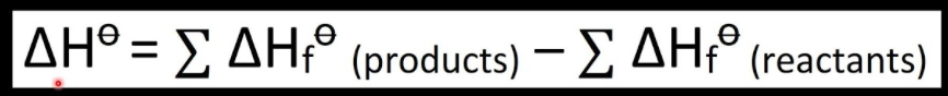 <p>Amount of heat needed to make (released) from the formation of 1 mol of a compound from its elements in standard state.</p><ul><li><p>Does not apply to diatomic and metals (they aren’t compounds)</p></li><li><p>0 for elements at standard state</p></li><li><p>Standard state = state the element exists as at 25 ºC (298.15 K) and 1 atm (101 kPa)</p></li><li><p>CANNOT USE COMBUSTION VALUES FOR FINDING ΔH OF A COMBUSTION REACTION</p></li></ul><p></p>