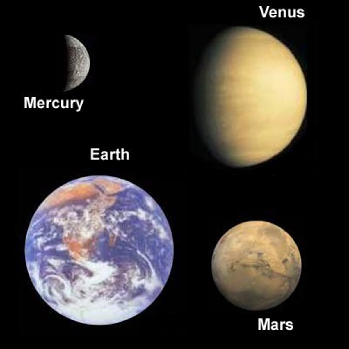 <p>Four smaller, inner planets with rocky surfaces.</p>