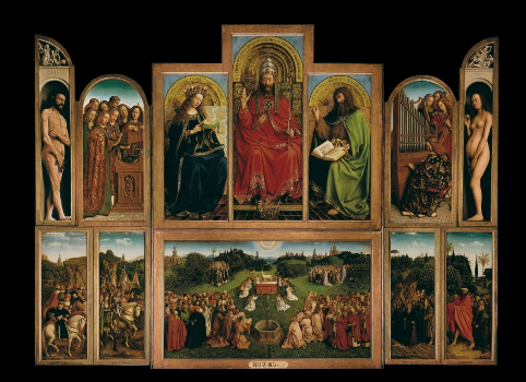 <p><span>Jan and Hubert (?) Van Eyck, <em>The Ghent Altarpiece</em> (open), completed 1432</span></p>