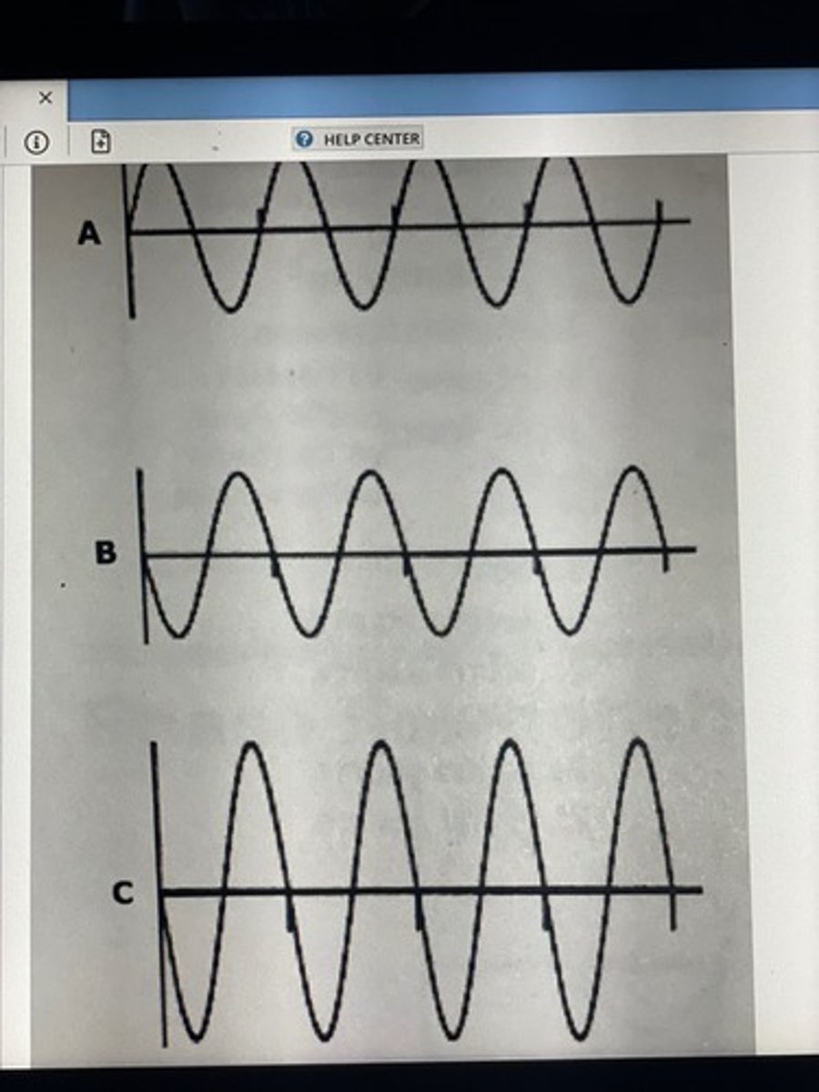 <p>Which of the following best describes waves A and C?</p>