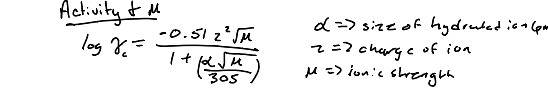 <p>A mathematical expression used to calculate the activity coefficients of ions in solution, particularly at higher concentrations. </p>