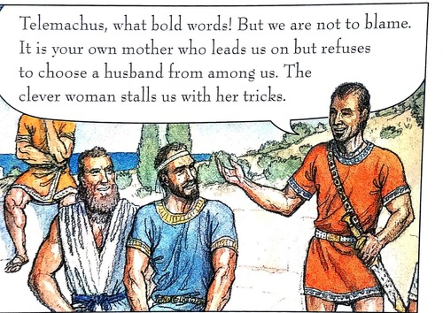 <p>Most outspoken suitor. Plans to kill Telemachus. First to be killed by Odysseus.</p>