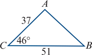 <p>using the cosine rule, find the unknown side</p>