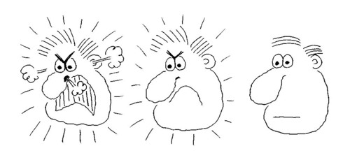 to become less excited and tense; to help someone (or a
difficult situation) to become less excited and tense.