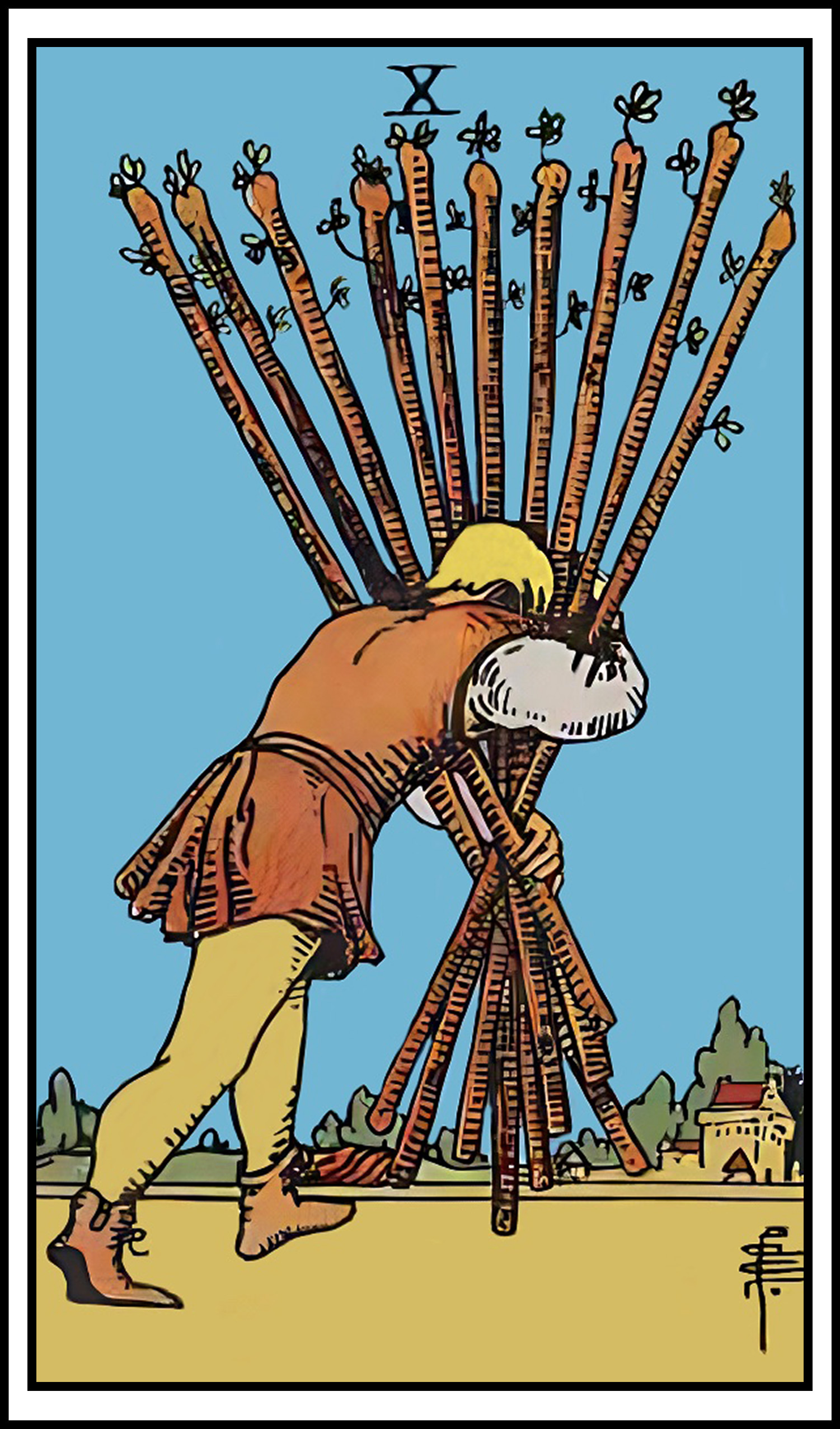<p>10 of wands</p>