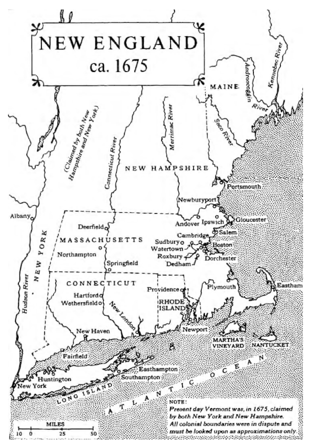 <p>Based on this map, which statement about the geography of colonial New England is most accurate?</p>