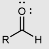 <p>a carbon atom double bonded to an oxygen atom and a hydrogen atom</p>