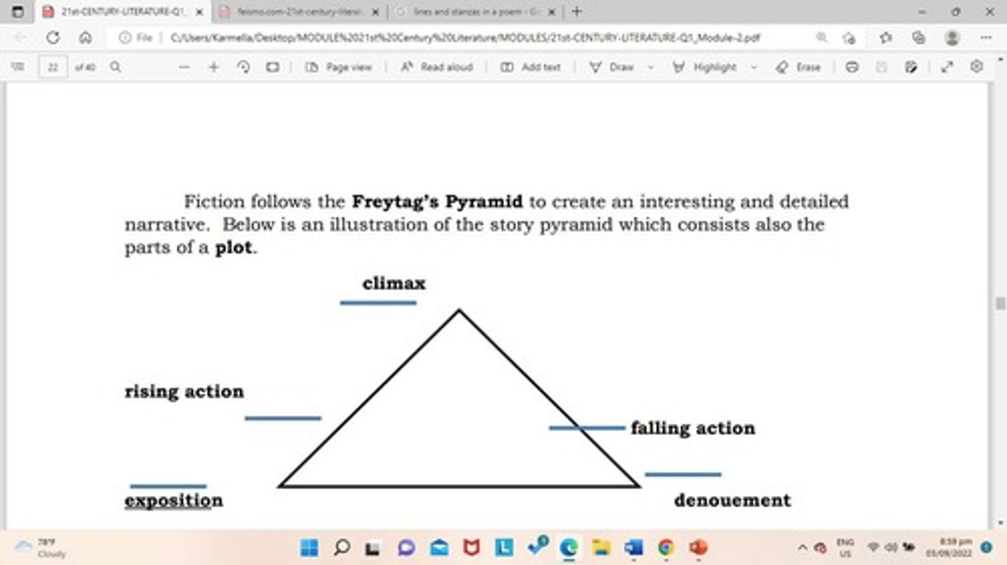 <p>The chain of connected events that make up a narrative; the sequence of events in the story.</p>
