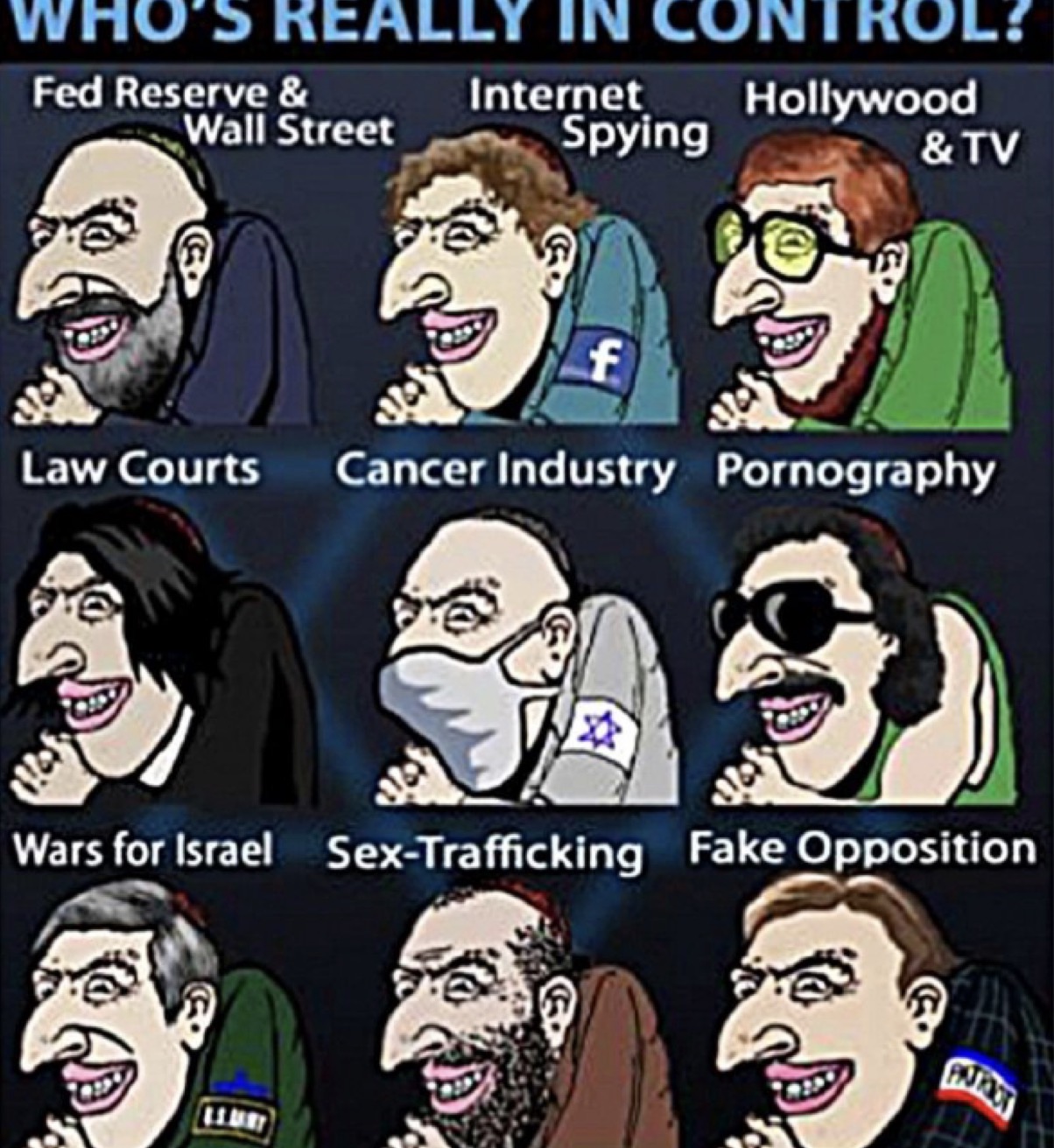 <ul><li><p><span>Tired caricatures and stereotypes in contemporary humors formats</span></p><ul><li><p><span>Jews are behind everything that is important</span></p><ul><li><p><span>News media</span></p><ul><li><p><span>Movie industry</span></p></li></ul></li><li><p><span>Medical industry</span></p><ul><li><p><span>Engineered covid</span></p></li></ul></li><li><p><span>Every war</span></p><ul><li><p><span>Goes back to 19th century</span></p></li></ul></li><li><p><span>Climate change</span></p></li><li><p><span>Migration —> plot to convert white race</span></p></li></ul></li></ul></li><li><p><span>Spreadable content: memes</span></p></li><li><p><span>Happy merchant meme</span></p></li></ul><p></p>