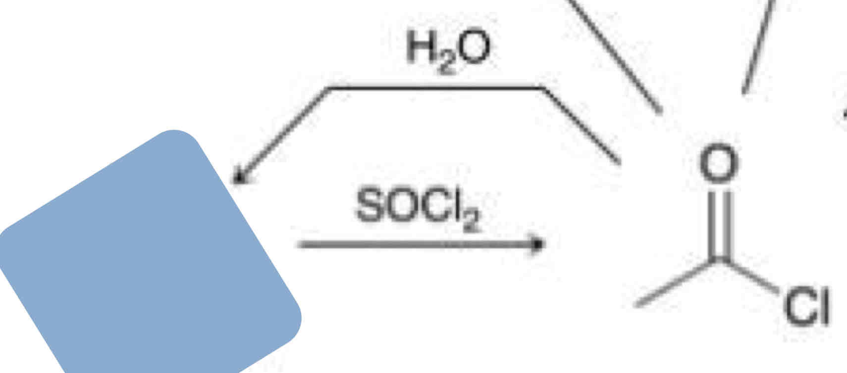 <p>Starting Material: CARBOXYLIC CHLORIDE</p><p></p><p>REAGENT: H2O</p>